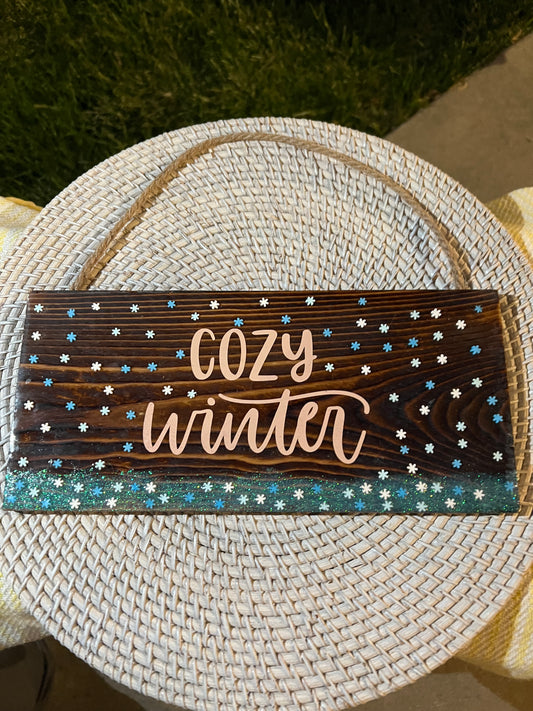 Cozy Winter Wooden Sign