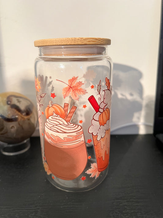 16oz Fall Pumpkin Glass